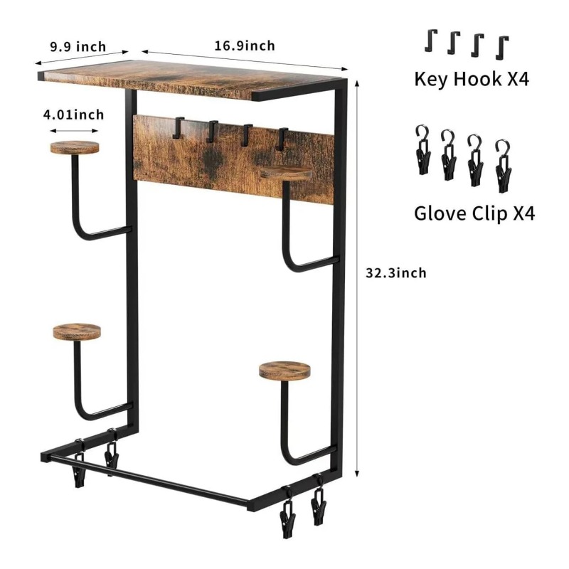 Motorcycle Gear Display Rack - Wood Color Motorcycle Helmet Wall Mount