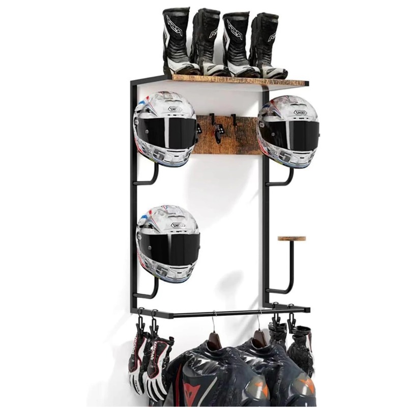 Wood Color Motorcycle Helmet W - Motorcycle Gear Display Rack recension och pris