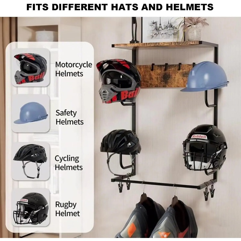 Wood Color Motorcycle Helmet W - Motorcycle Gear Display Rack recension och pris