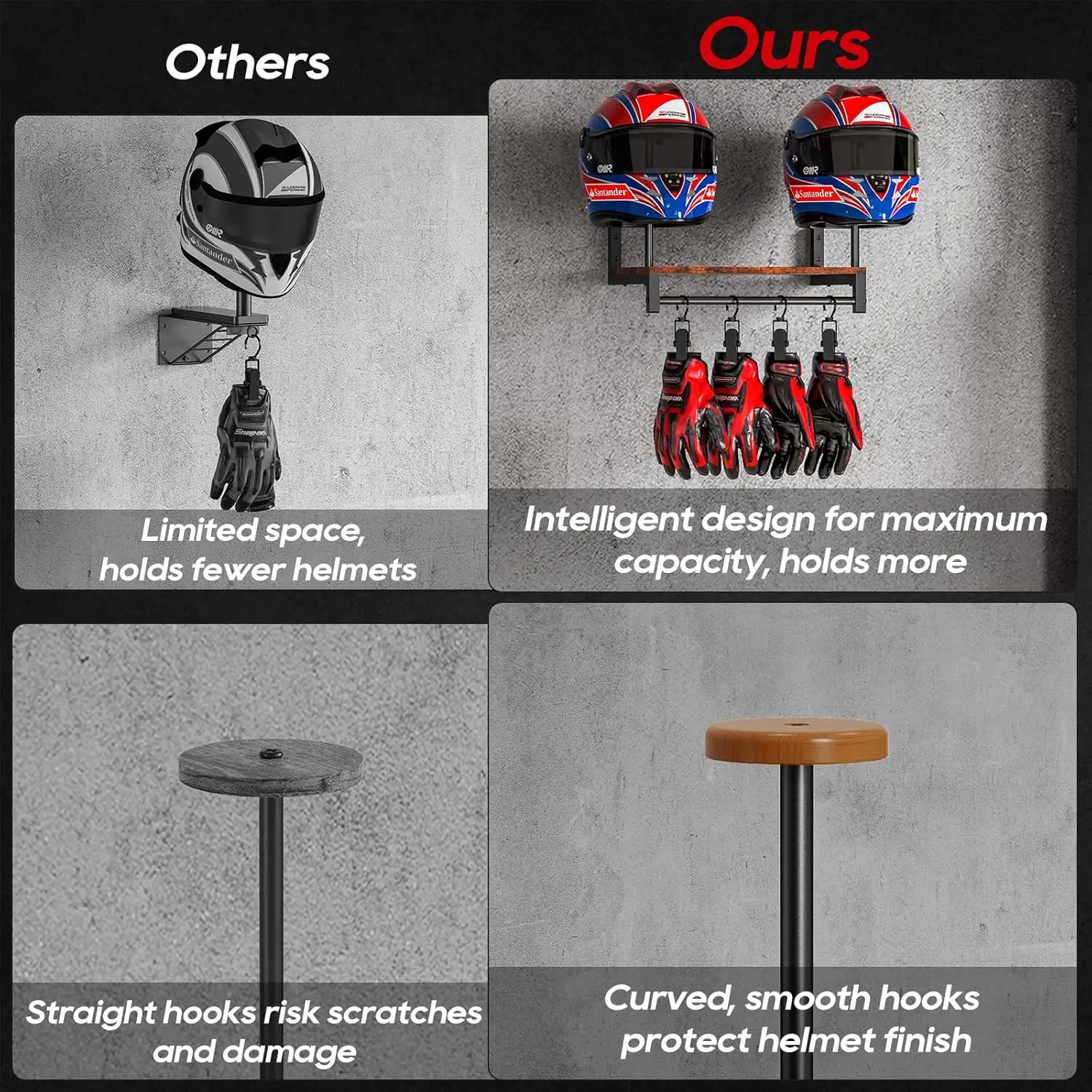 Dual Motorcycle Helmet Rack, W - Motorcycle Gear Display Rack recension och pris