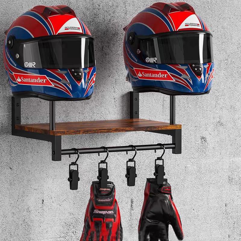 Wall Mount Wooden Helmet Holde - Motorcycle Gear Display Rack recension och pris